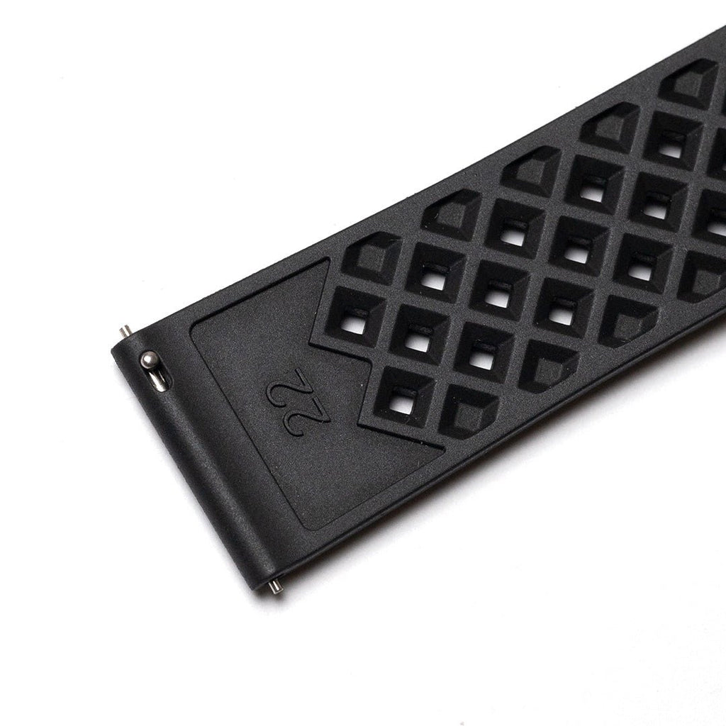 time+ FKM Rubber Tropical Quick Release Watch Strap Black