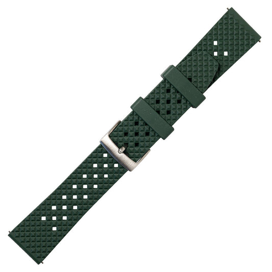 time+ FKM Rubber Fluororubber Tropical Style Quick Release 2 Piece Watch Strap Band Green