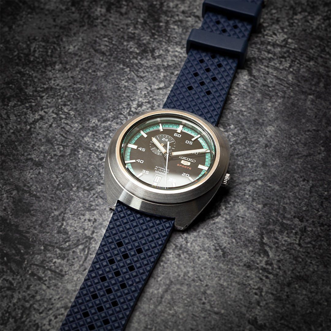 time+ FKM Rubber Tropical Quick Release Watch Strap Navy