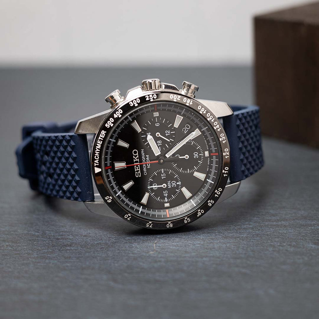 time+ FKM Rubber Tropical Quick Release Watch Strap Navy