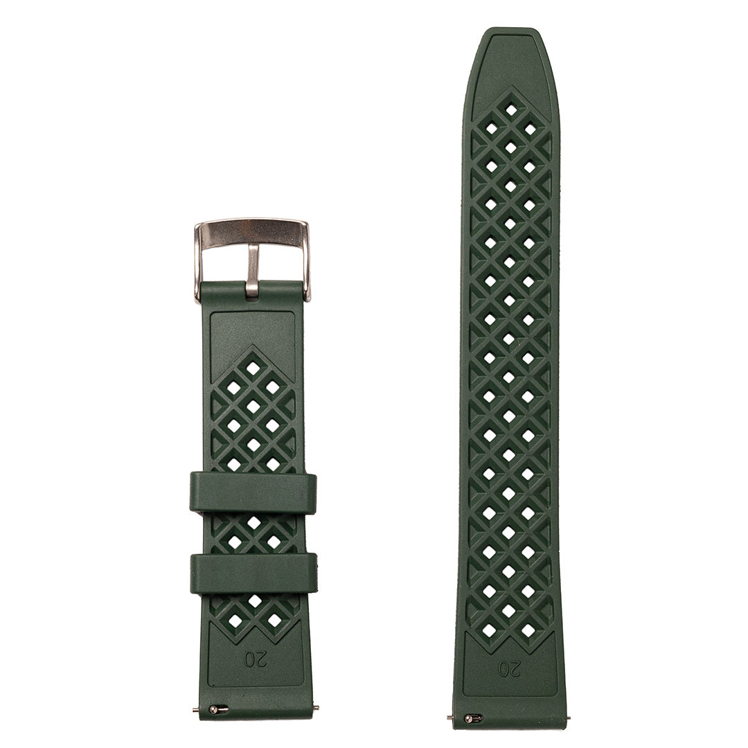 time+ FKM Rubber Tropical Quick Release Watch Strap Green