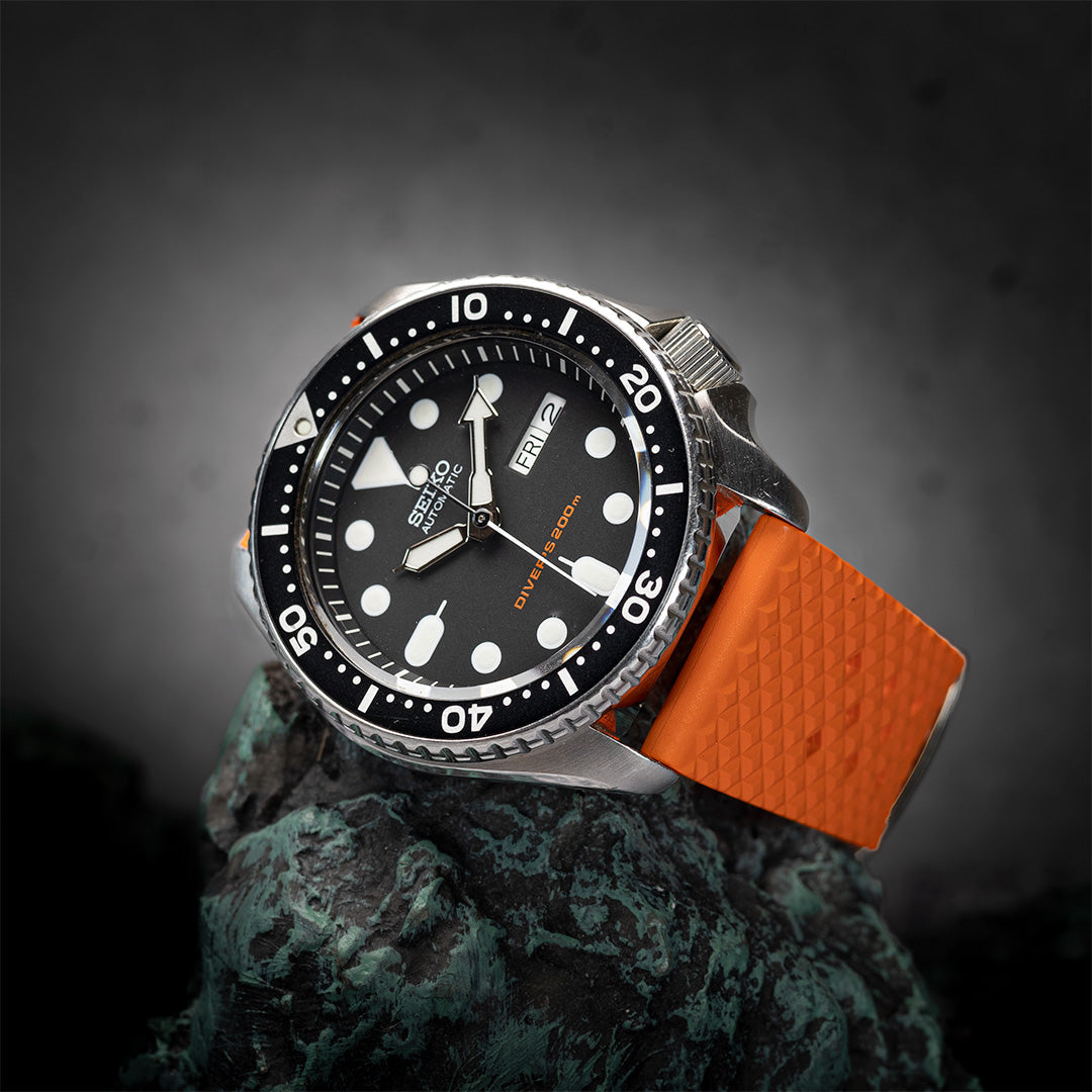 time+ FKM Rubber Tropical Quick Release Watch Strap Orange