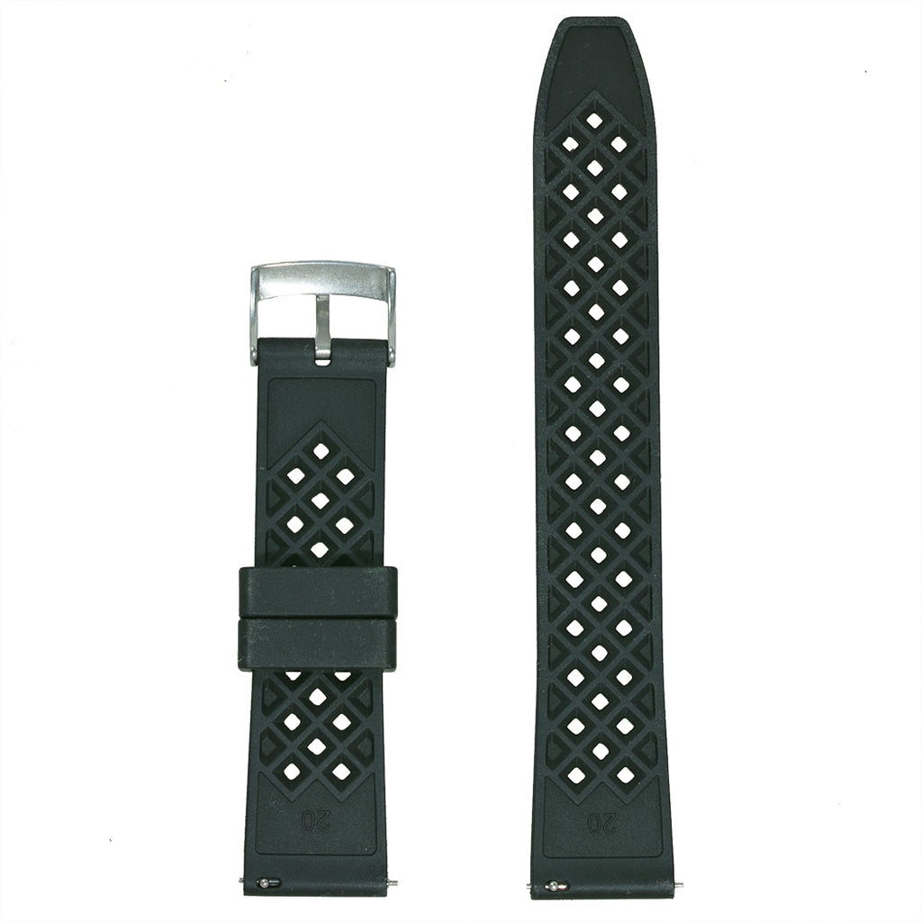 time+ FKM Rubber Tropical Quick Release Watch Strap Black