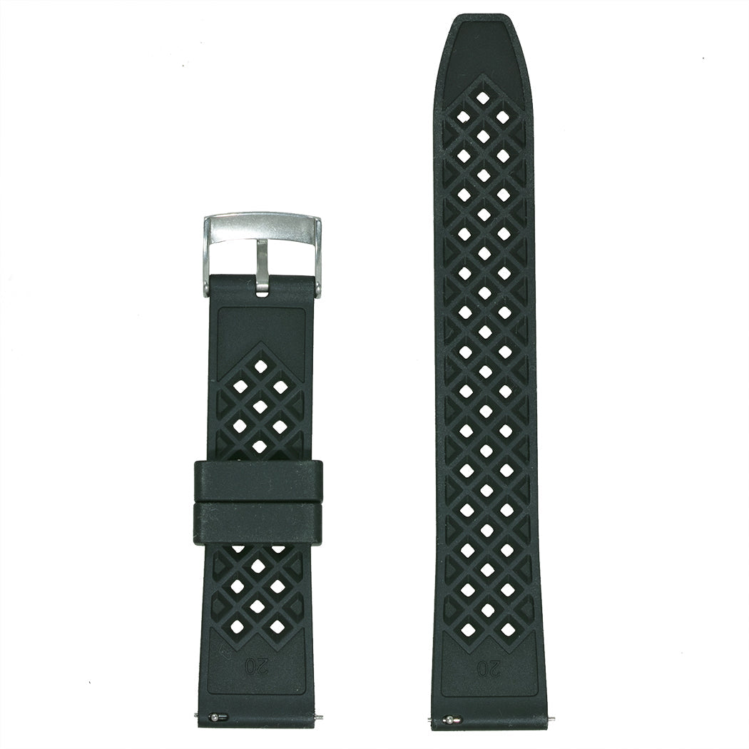 time+ FKM Rubber Tropical Quick Release Watch Strap Black