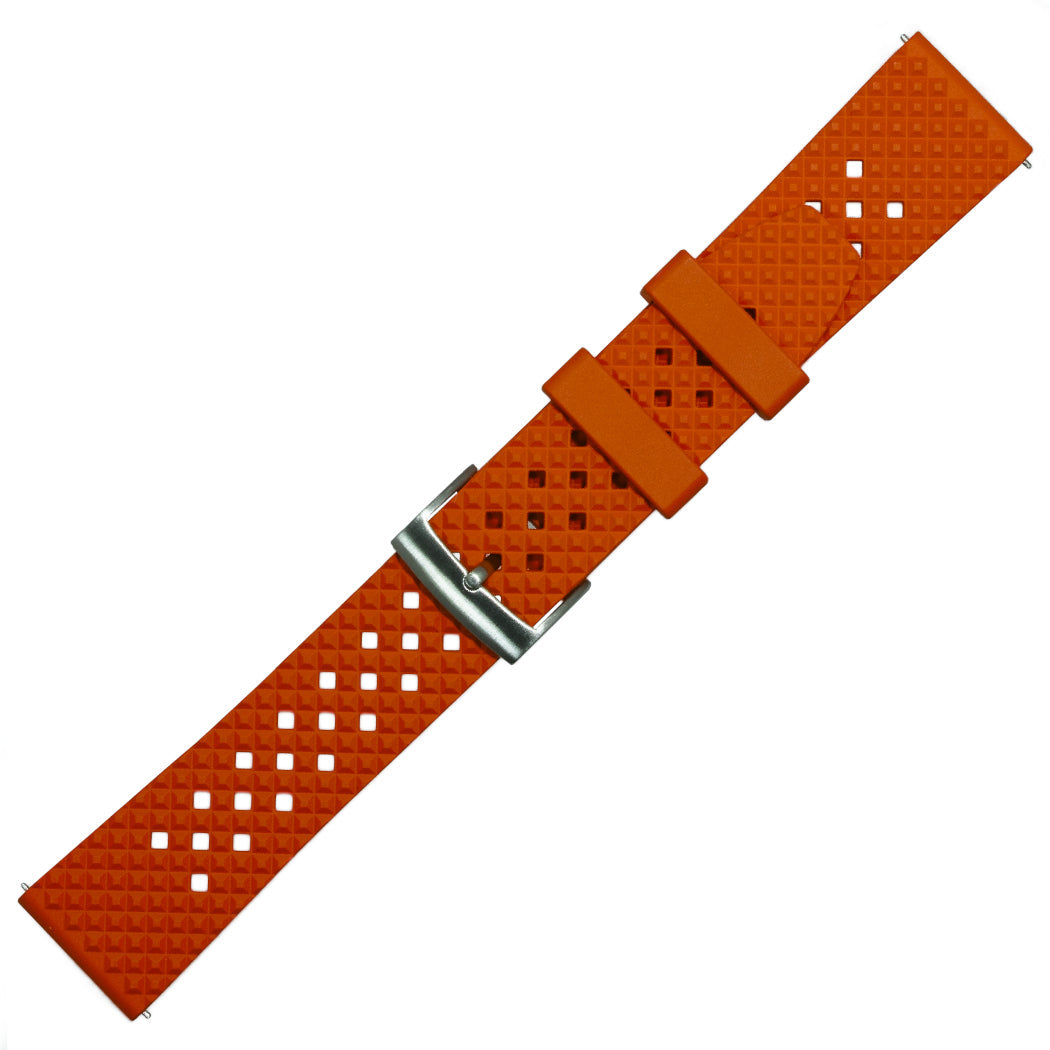 time+ FKM Rubber Fluororubber Tropical Style Quick Release 2 Piece Watch Strap Band Orange