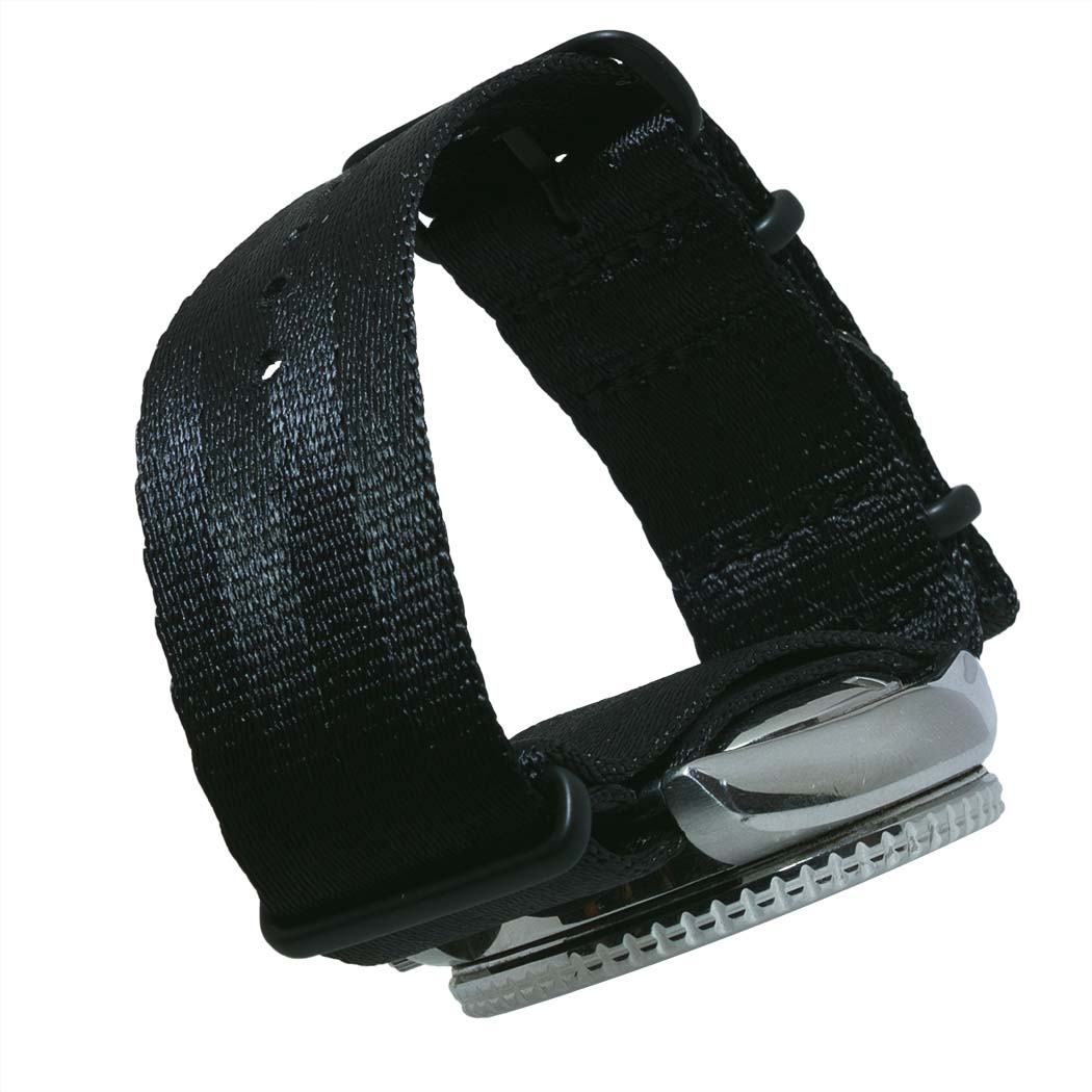 time+ Silky Seat Belt Nylon Military Watch Strap Black