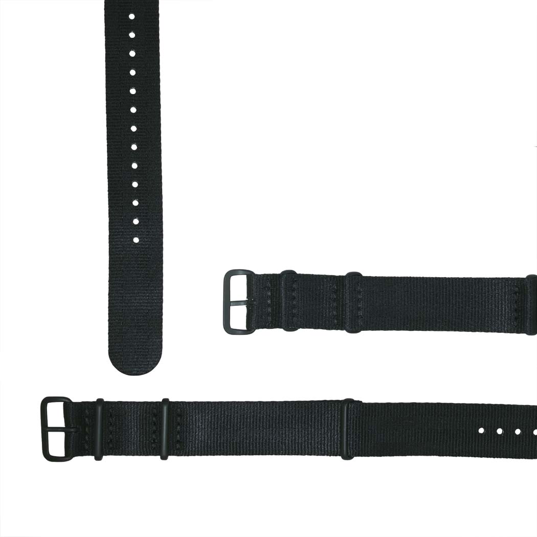 time+ Silky Seat Belt Nylon Military Watch Strap Black