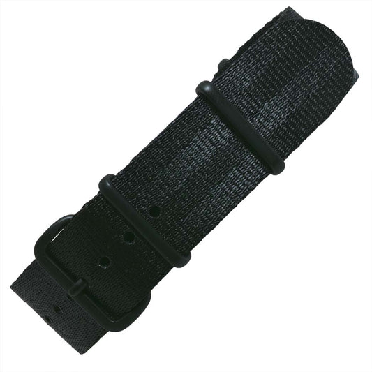 time+ Silky Seat Belt Nylon Military Watch Strap Black