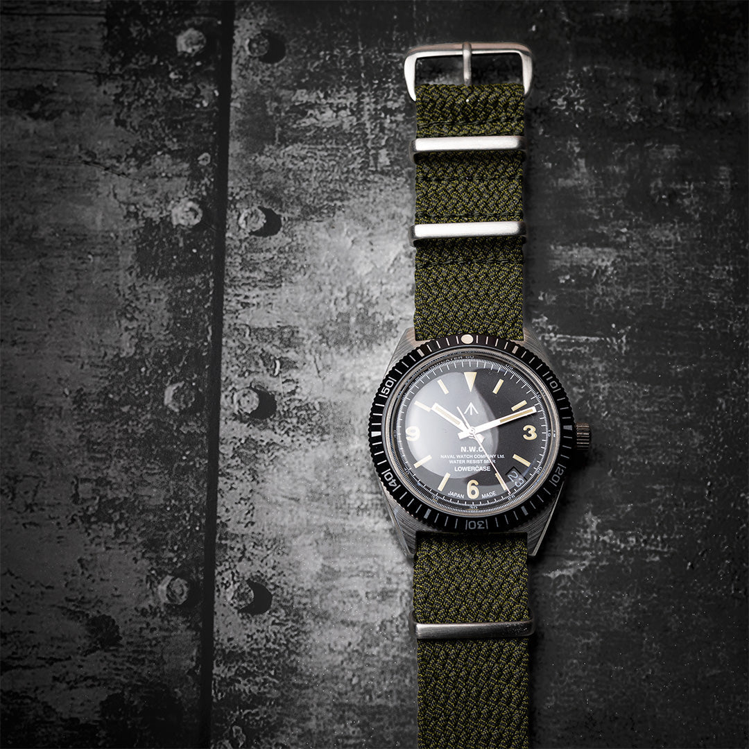 time+ Perlon Military Watch Strap Green