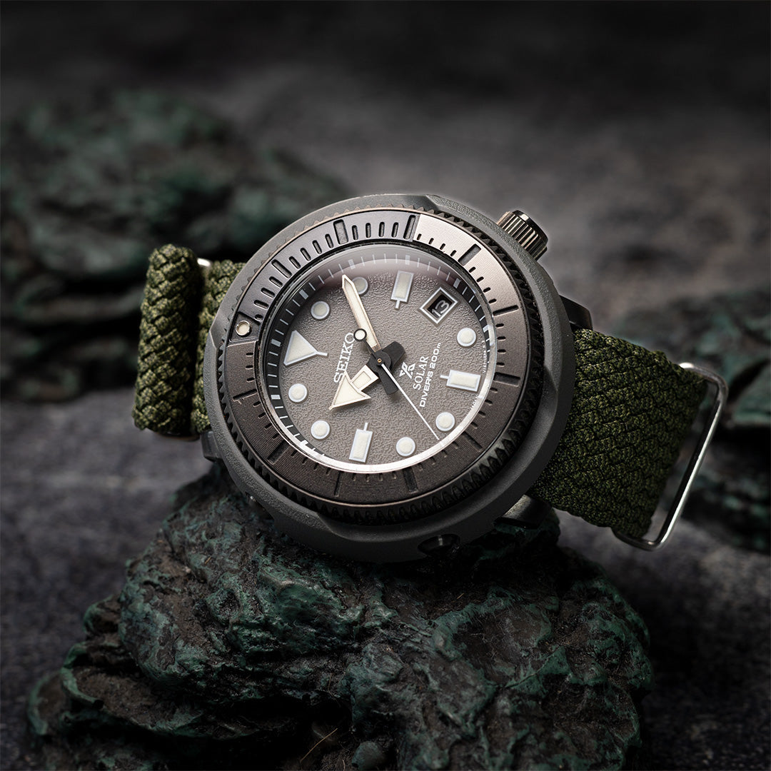 time+ Perlon Military Watch Strap Green