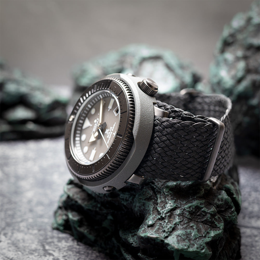 time+ Perlon Military Watch Strap Black