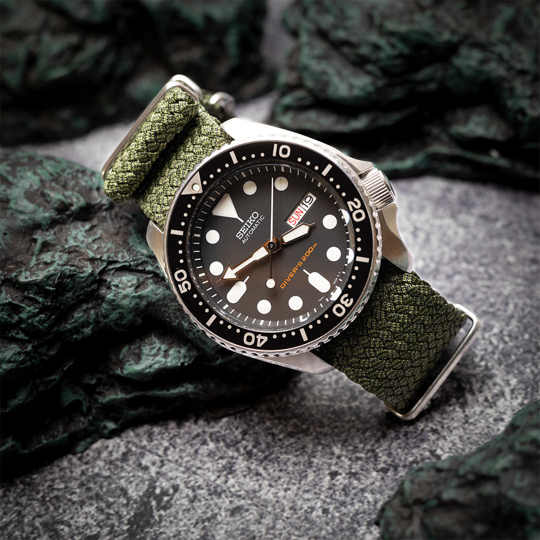 time+ Perlon Military Watch Strap Green