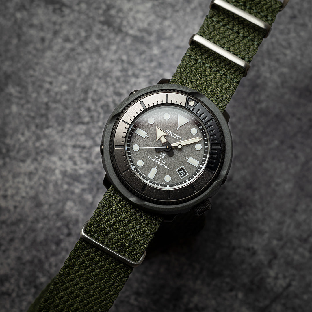 time+ Perlon Military Watch Strap Green