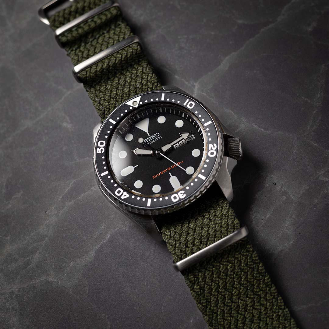 time+ Perlon Military Watch Strap Green