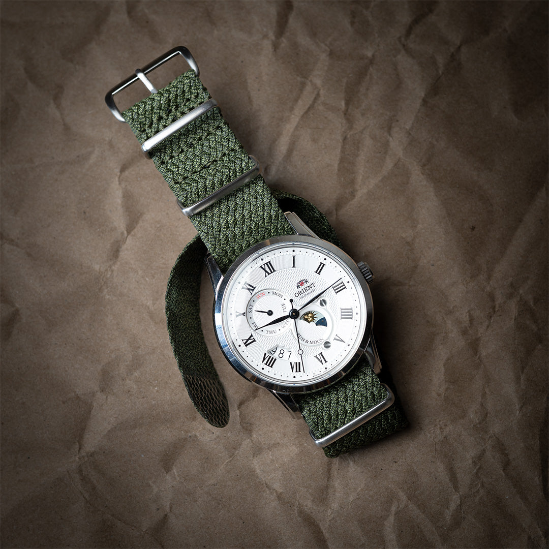 time+ Perlon Military Watch Strap Green