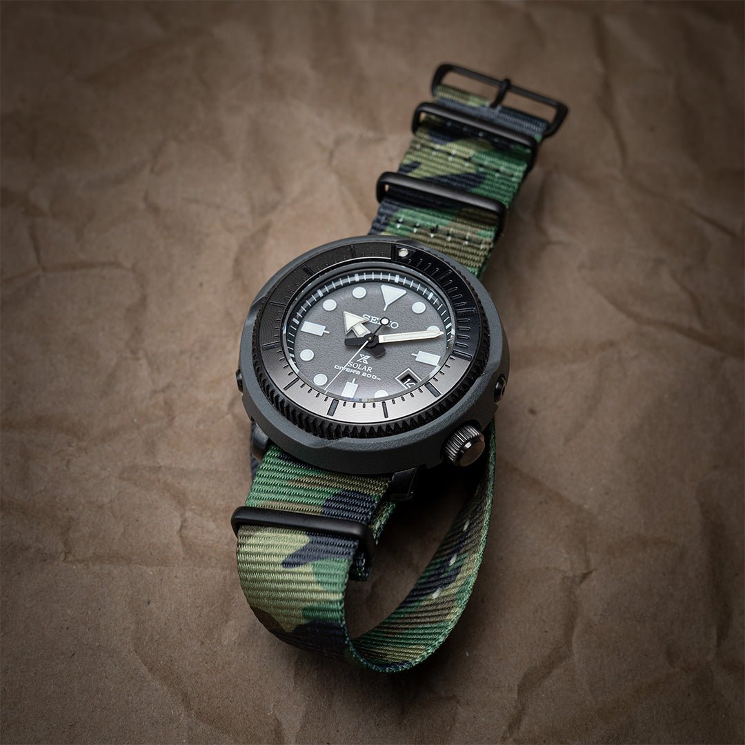 time+ Camouflage Nylon Military Watch Strap - Matte Black