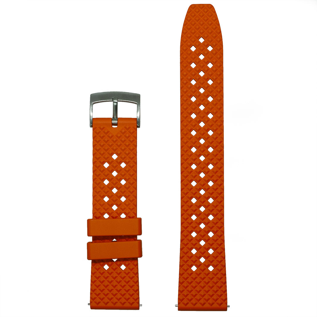 time+ FKM Rubber Fluororubber Tropical Style Quick Release 2 Piece Watch Strap Band Orange