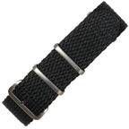 time+ Perlon Military Watch Strap Black - Brushed