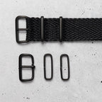 time+ Perlon Military Watch Strap Black - Matte Black