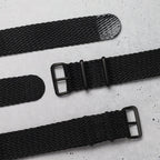 time+ Perlon Military Watch Strap Black - Matte Black