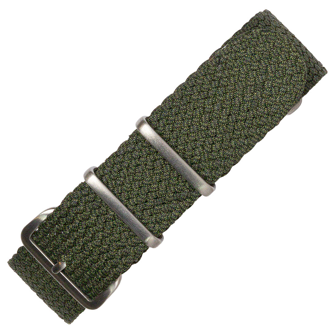 time+ Perlon Military Watch Strap Green