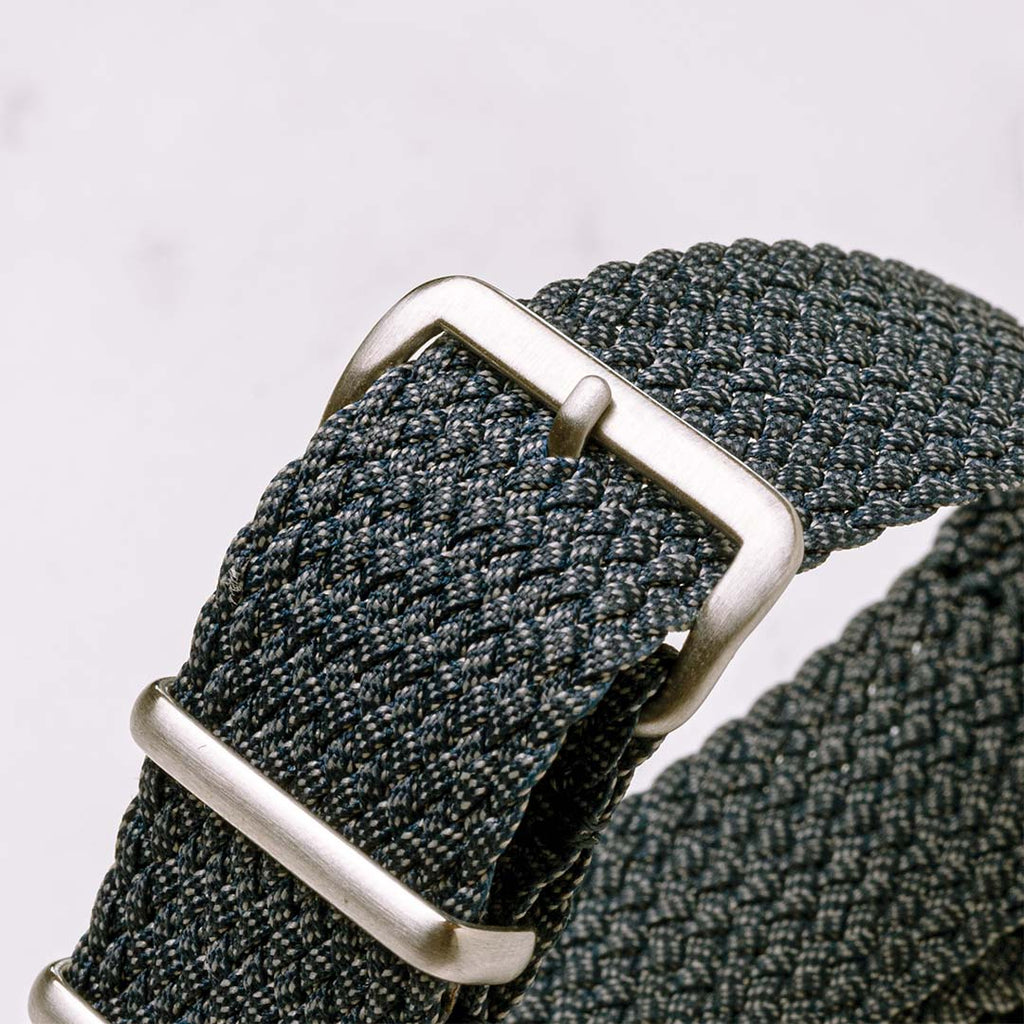 time+ Perlon Military Watch Strap Grey, Mesh Holes