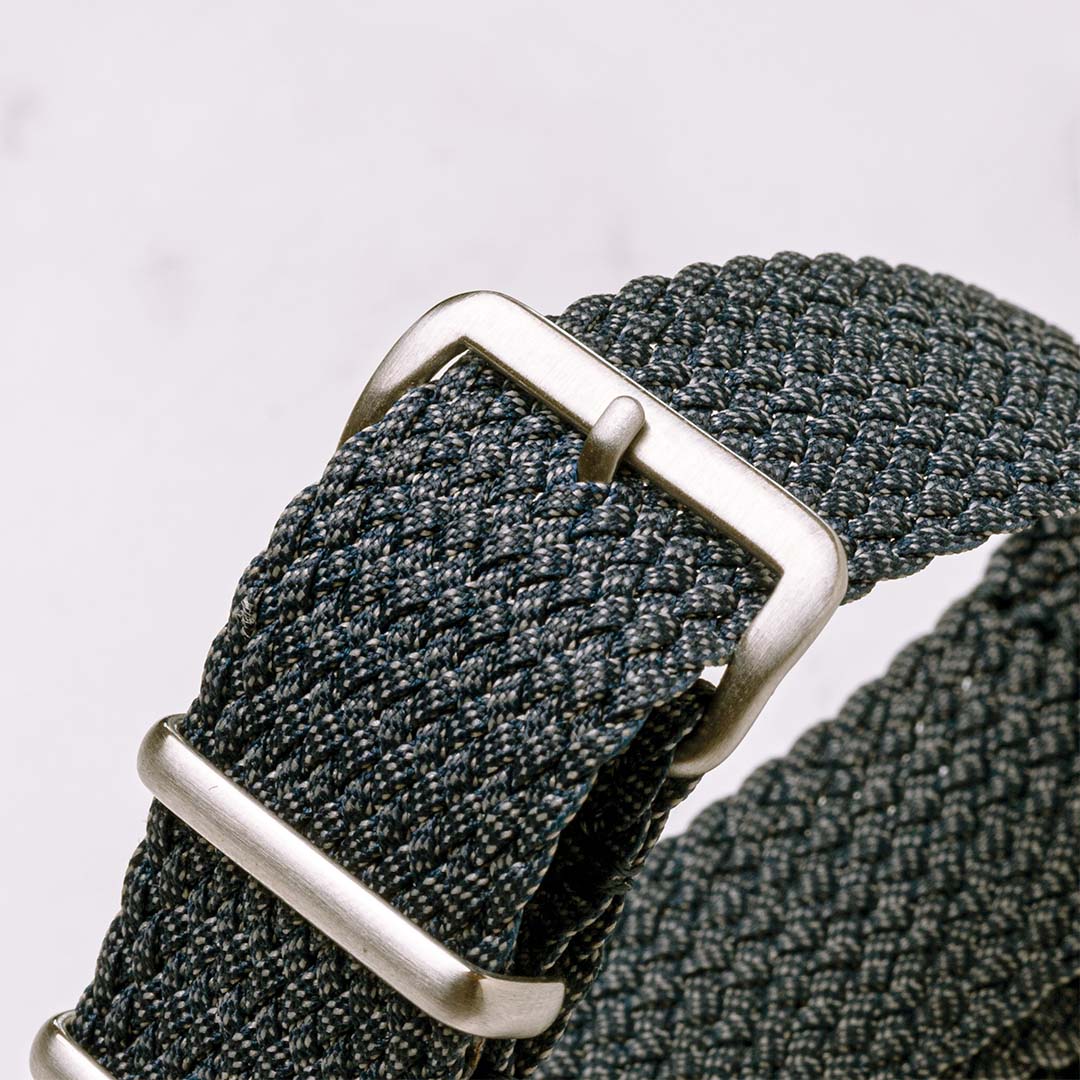 time+ Perlon Military Watch Strap Grey, Mesh Holes