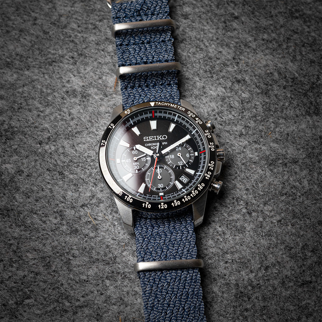 time+ Perlon Military Watch Strap Navy