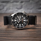 time+ Perlon Military Watch Strap Black - Matte Black