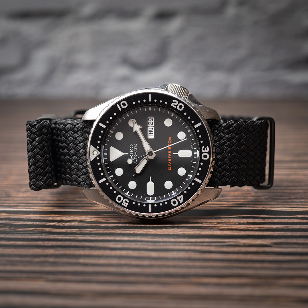 time+ Perlon Military Watch Strap Black