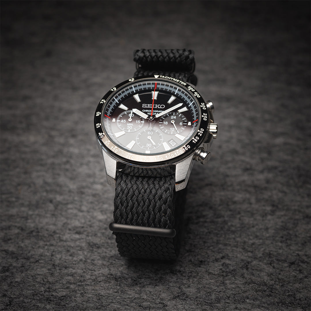 time+ Perlon Military Watch Strap Black