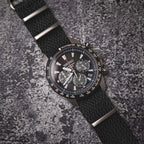 time+ Perlon Military Watch Strap Black - Brushed