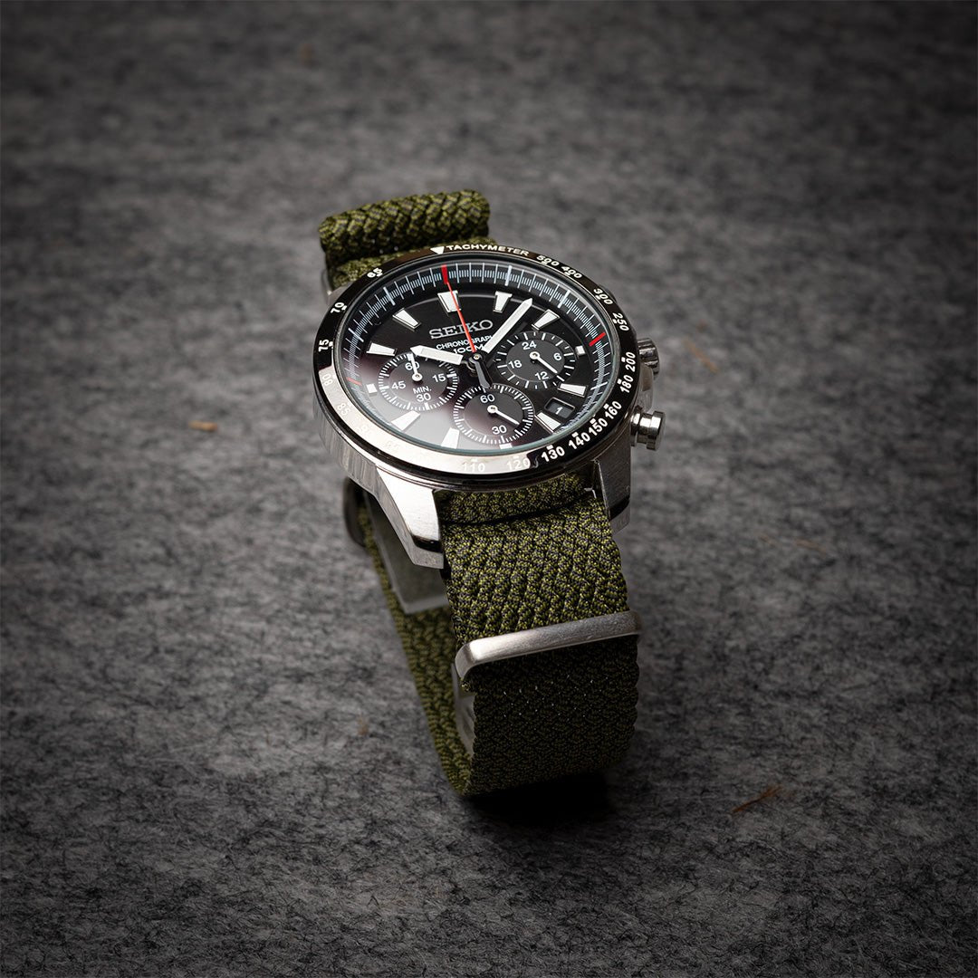 time+ Perlon Military Watch Strap Green
