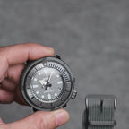 Ribbed Nylon Military Watch Strap Dark Grey Install