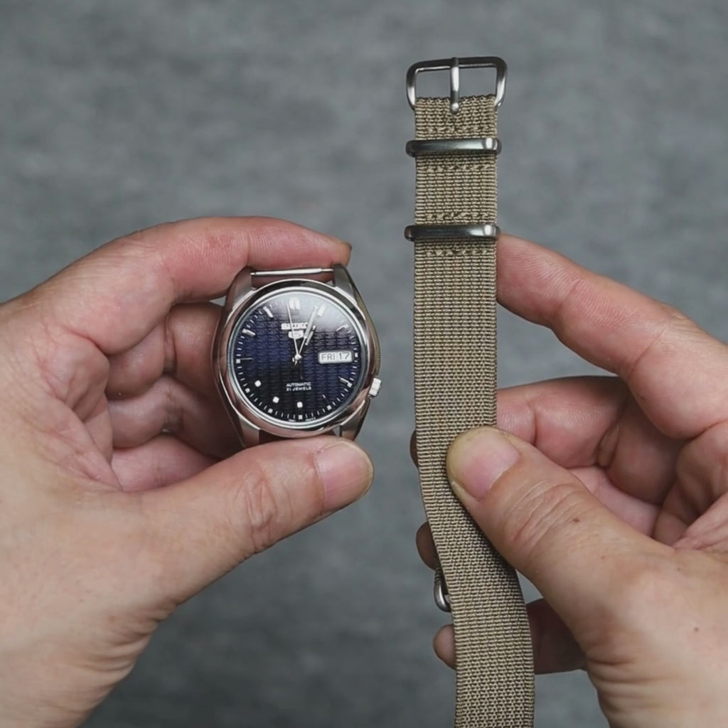 time+ リブナイロン ミリタリーストラップ 時計ベルト カーキ