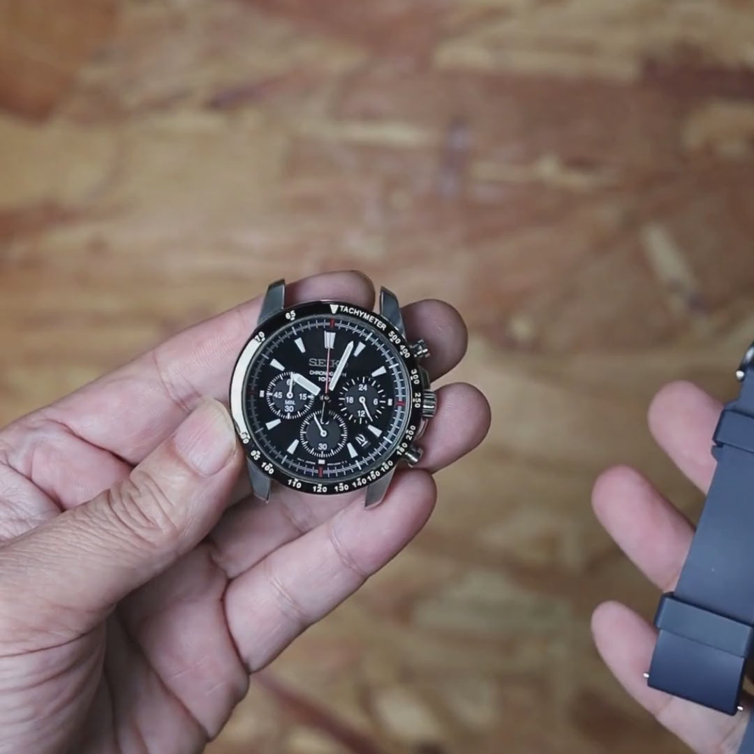 time+ FKM Rubber Smooth Quick Release Watch Strap / Navy