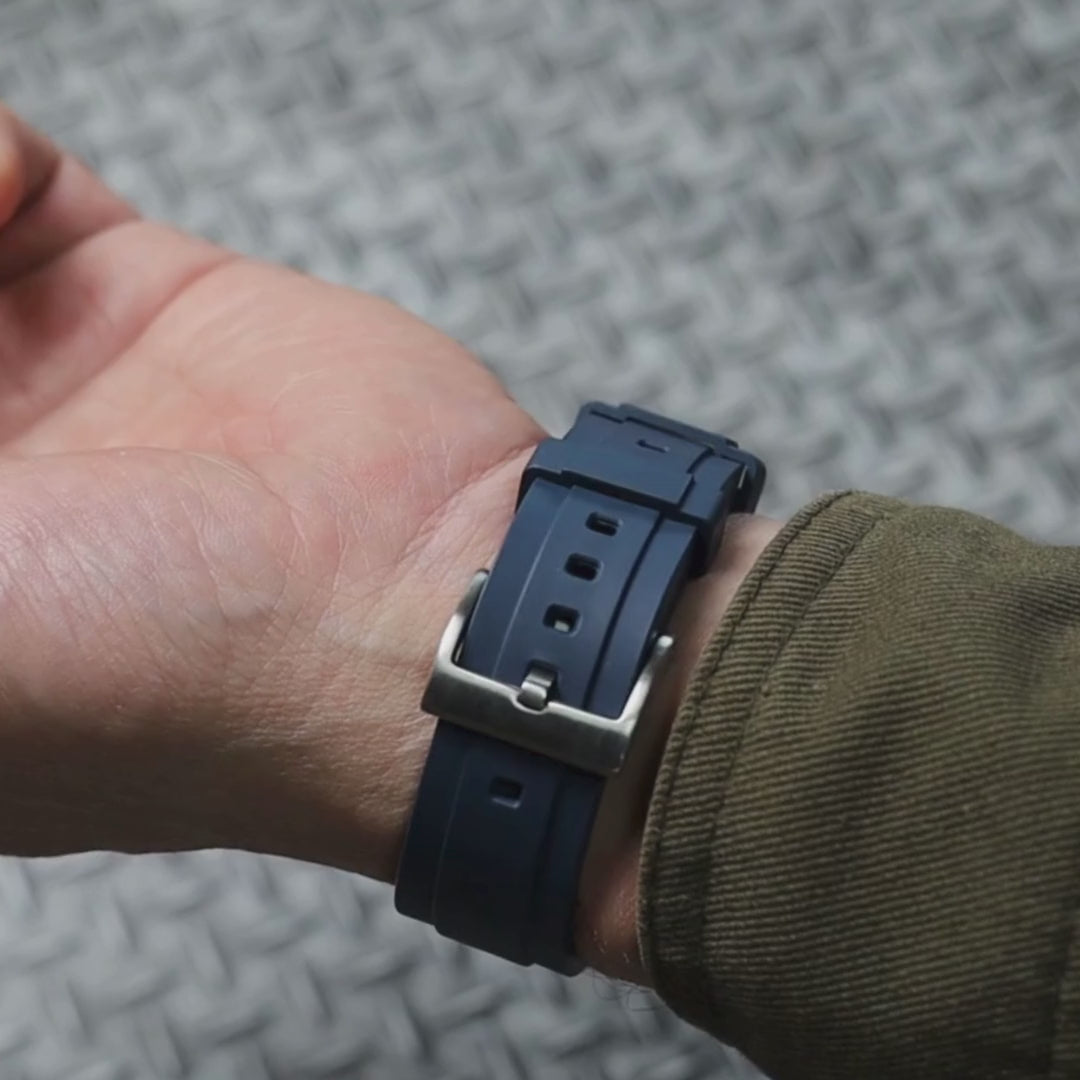 time+ FKM Rubber Raised Line Quick Release Watch Strap Navy