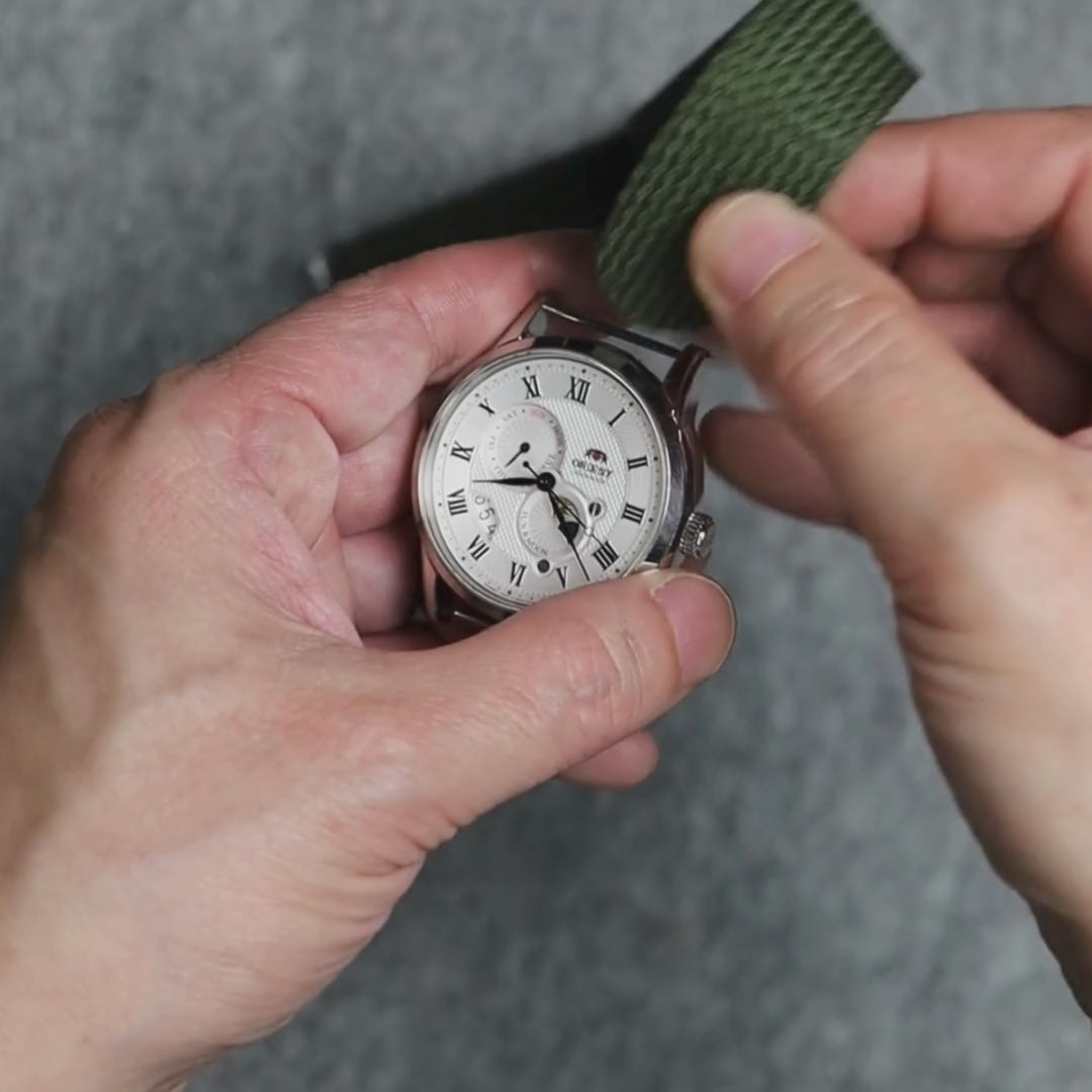 time+ Perlon Military Watch Strap Green