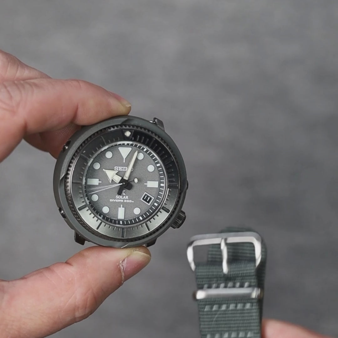 Install time+ Ballistic Nylon Military Watch Strap Dark Grey - Brushed