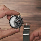 Ballistic Nylon Military Watch Strap Dark Grey - Polished Install