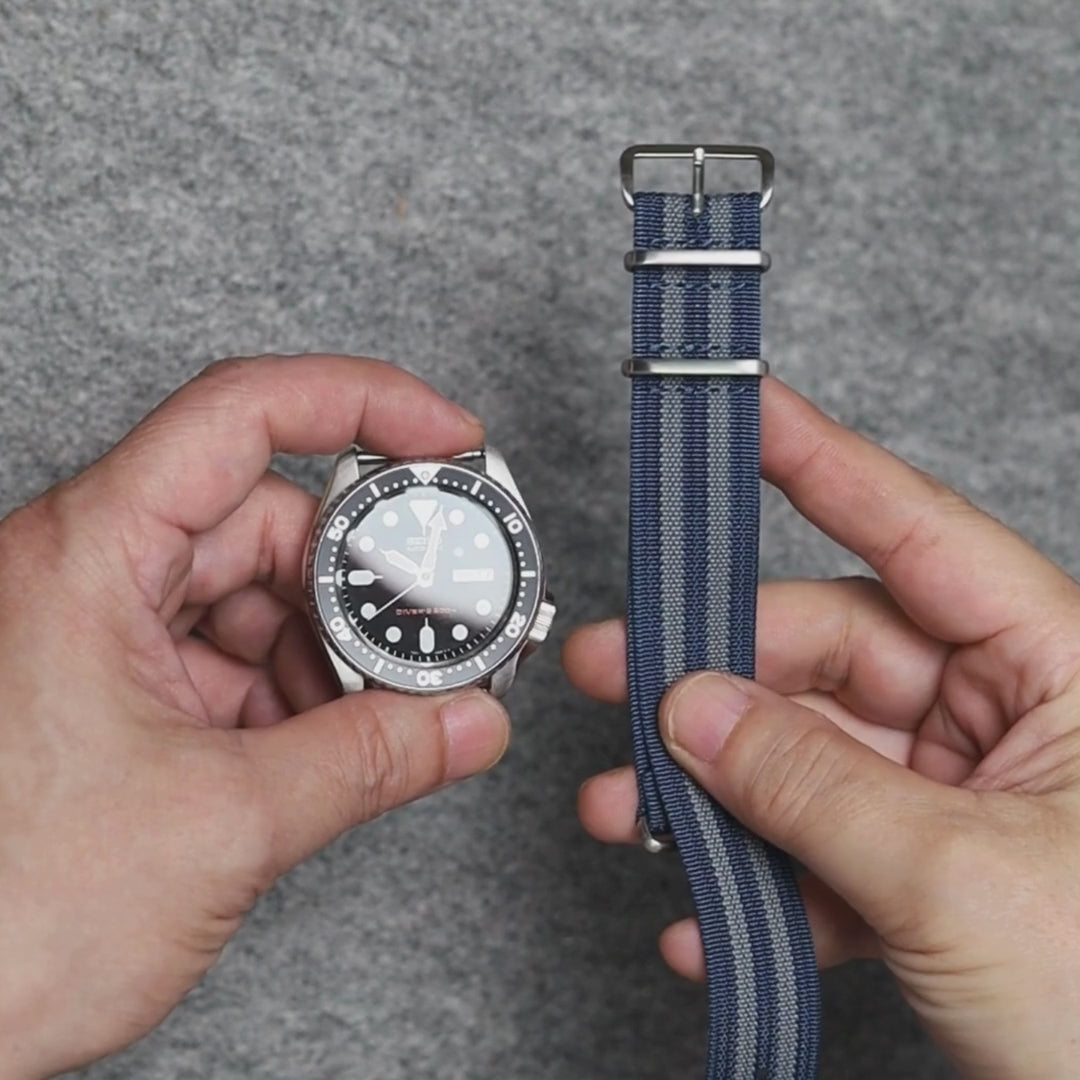 time+ Ribbed Nylon Military Watch Strap Navy Bond