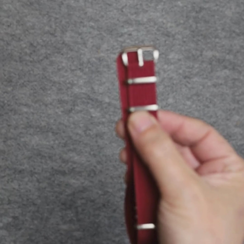time+ Ribbed Nylon Military Watch Strap Burgundy