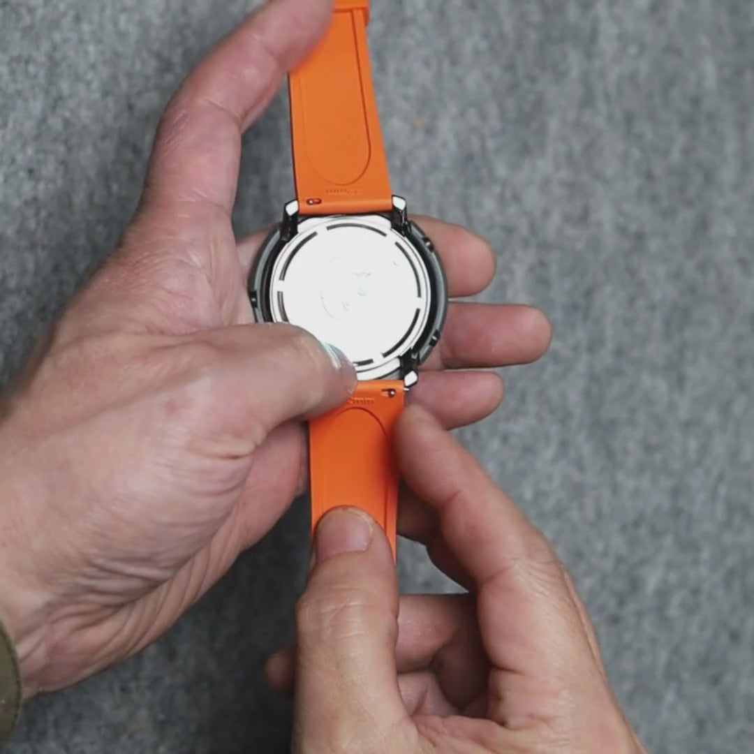 time+ FKM Rubber Raised Line Quick Release Watch Strap Orange