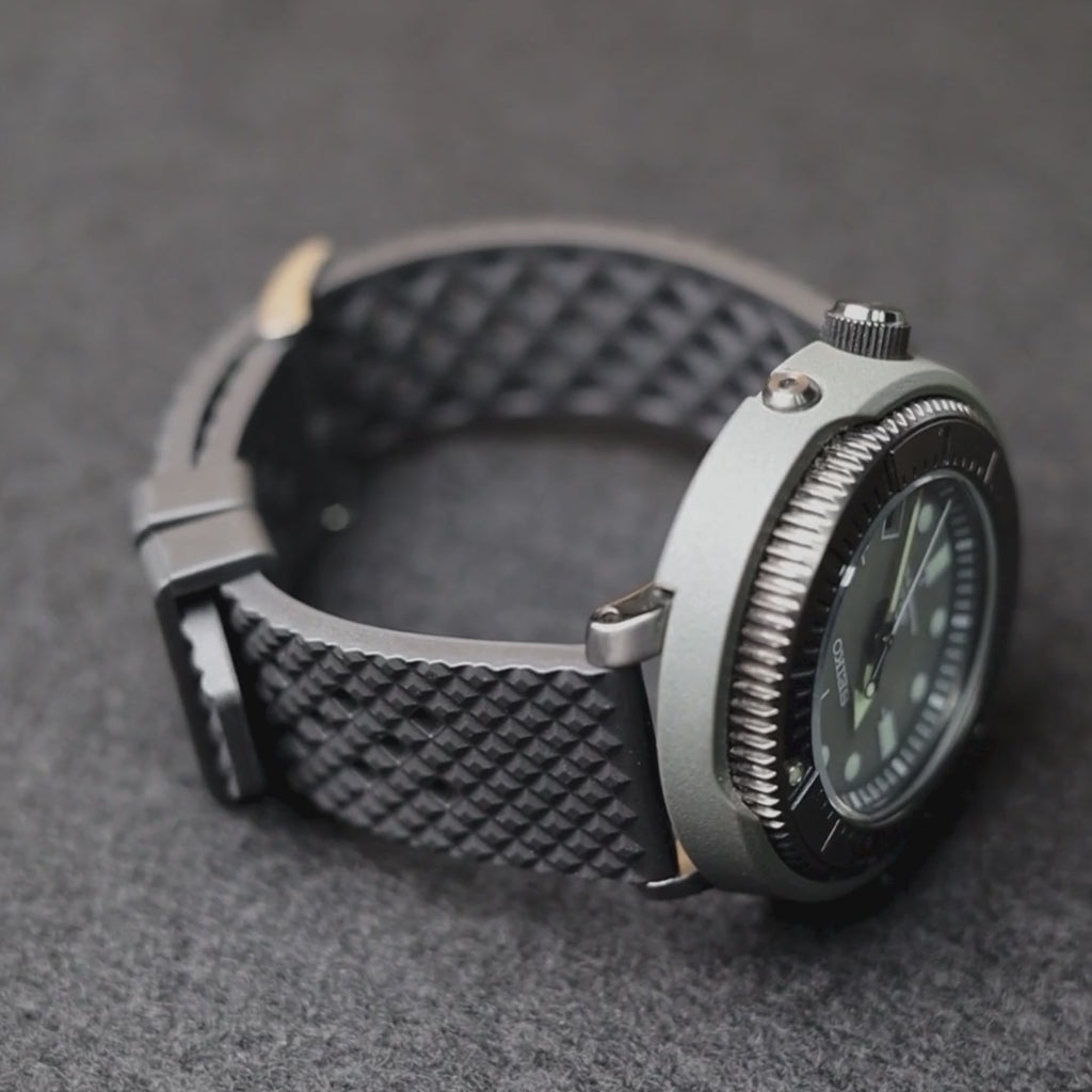 time+ FKM Rubber Tropical Quick Release Watch Strap Black