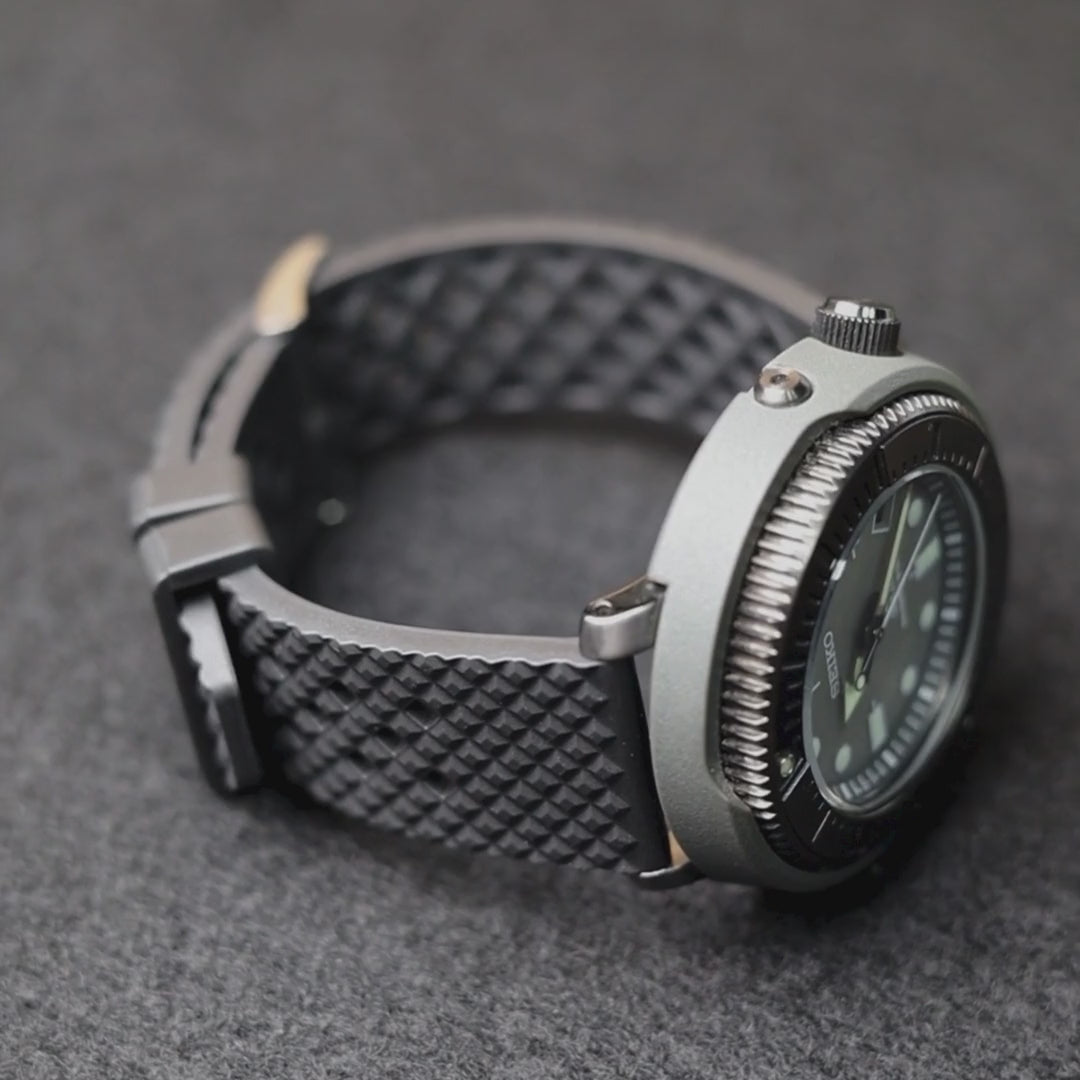 time+ FKM Rubber Tropical Quick Release Watch Strap Black