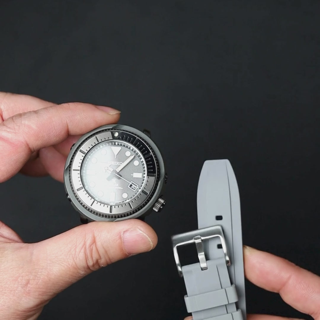 time+ FKM Rubber Raised Line Quick Release Watch Strap Grey