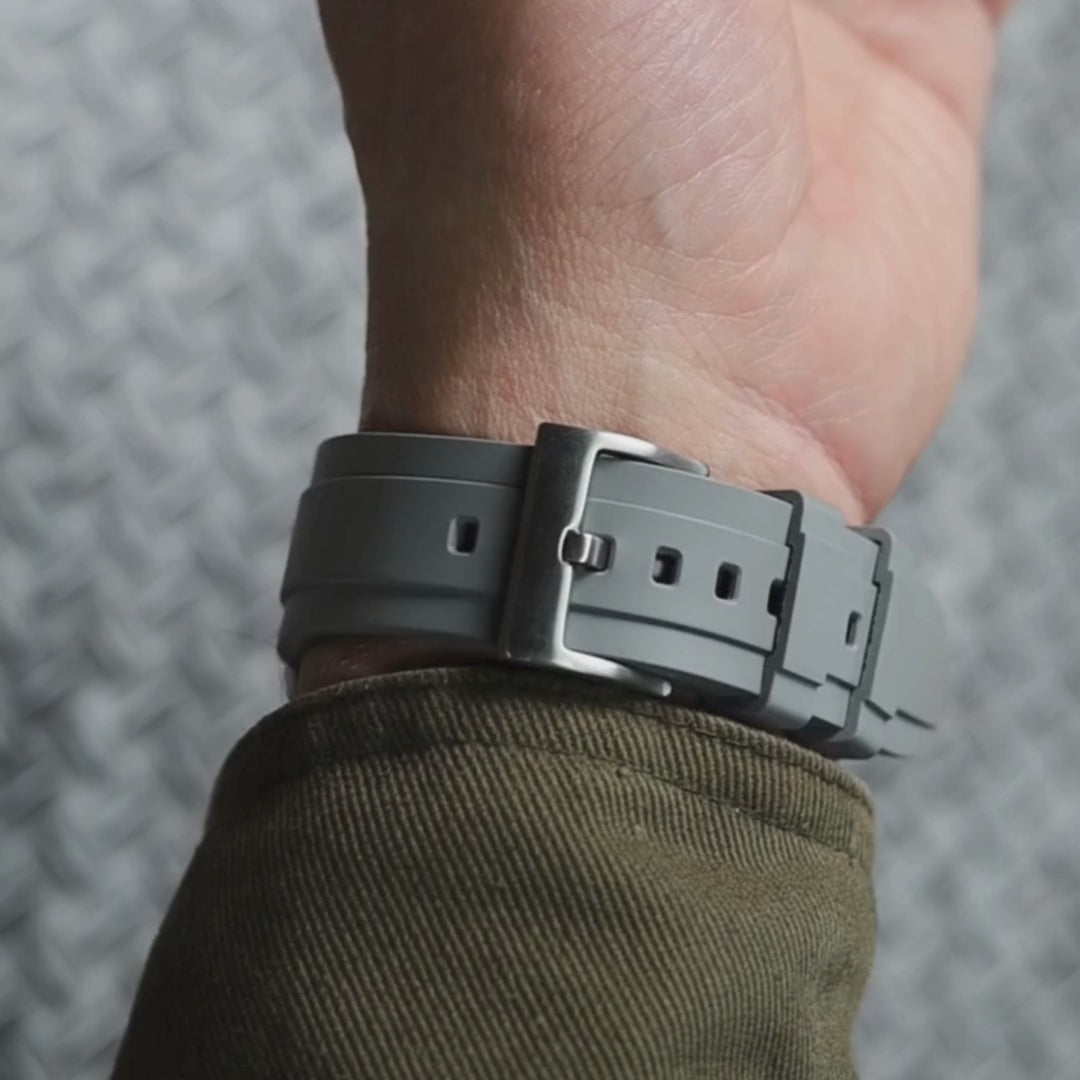 time+ FKM Rubber Raised Line Quick Release Watch Strap Grey
