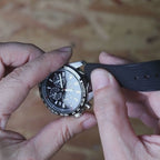 time+ Ribbed Nylon Military Watch Strap / Black - Polished