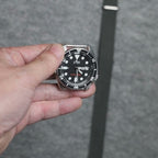 Install time+ Ribbed Nylon Military Watch Strap Dark Grey - Brushed