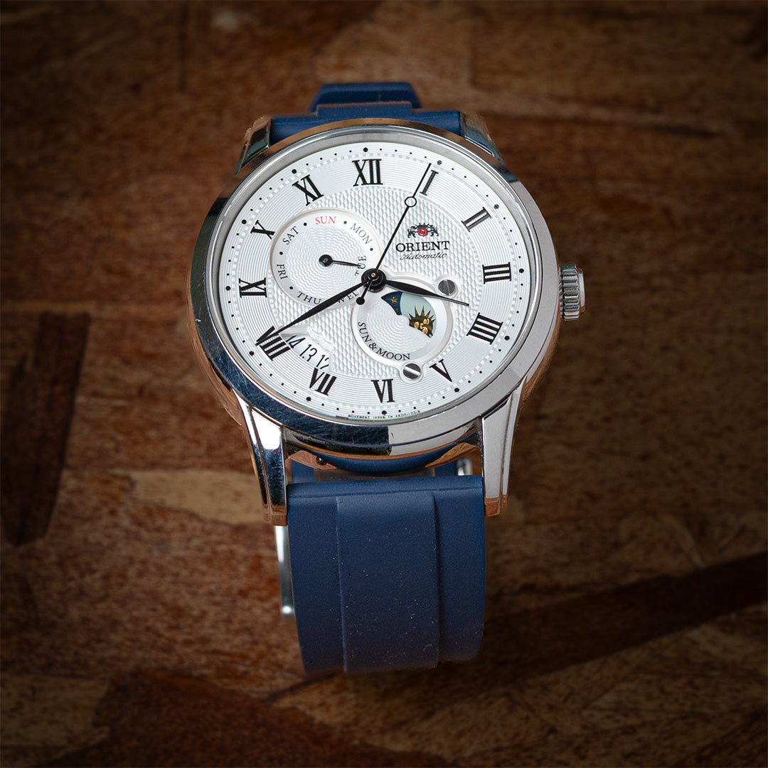 time+ FKM Rubber Raised Line Quick Release Watch Strap Navy